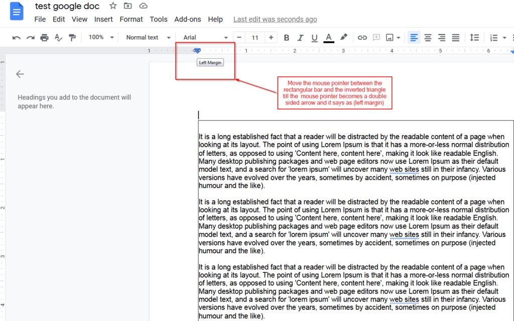 adjust margins with google docs rulers