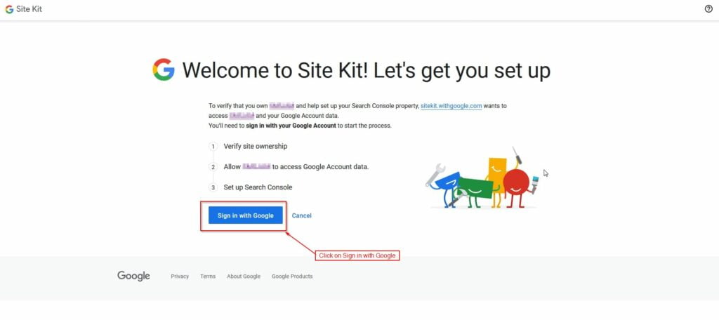 sign in with google- site kit