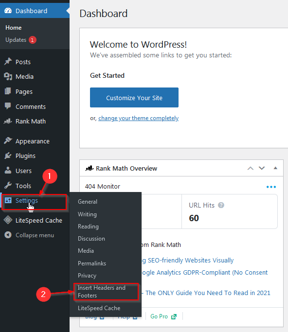 wordpress plugin settings for headers and footers plugin