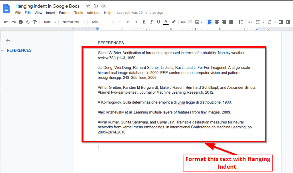 format text with hanging indent in google docs